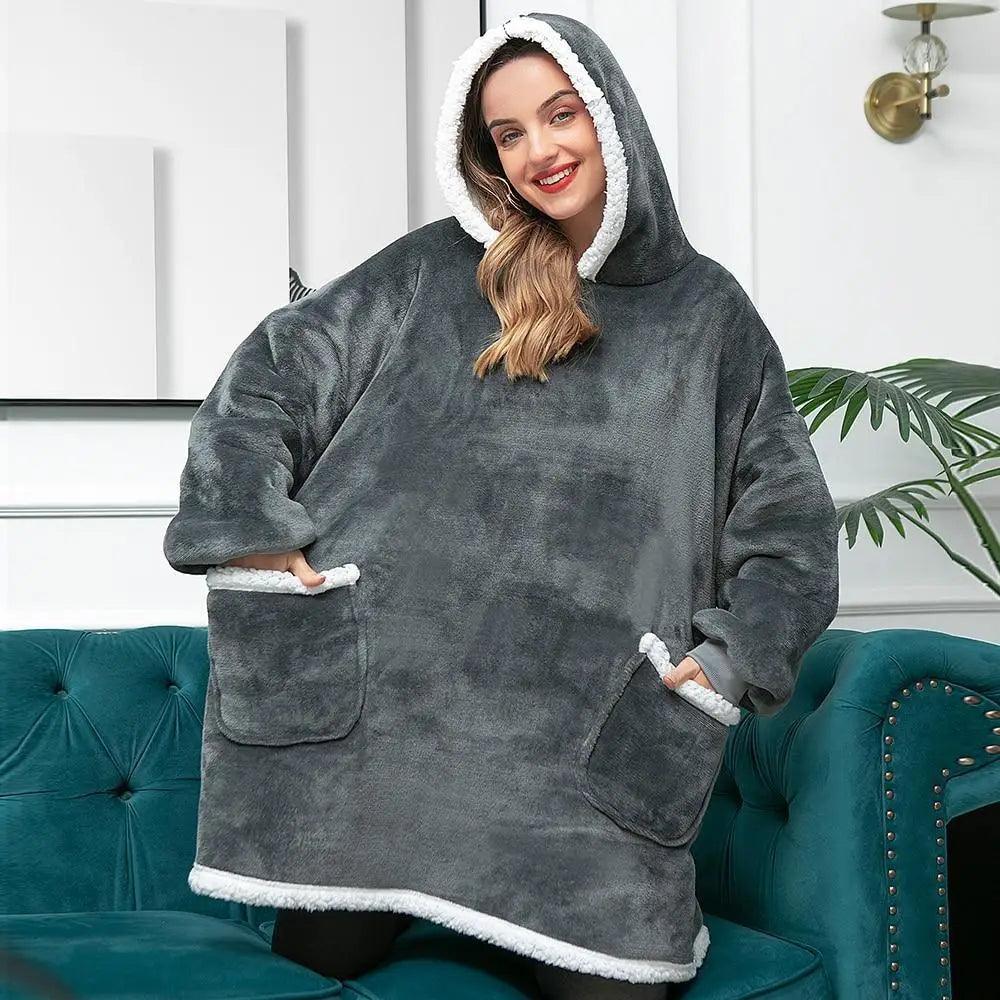 Winter Oversized Wearable Blanket Women Hoodies Sweatshirt TV Blanket With Sleeves Pullover Warm Soft Unisex Hoody Comfortable Sweatshirts For Autumn Stevvex