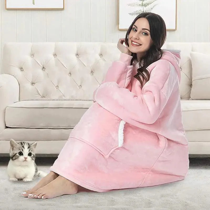 Winter Oversized Wearable Blanket Women Hoodies Sweatshirt TV Blanket With Sleeves Pullover Warm Soft Unisex Hoody Comfortable Sweatshirts For Autumn Stevvex