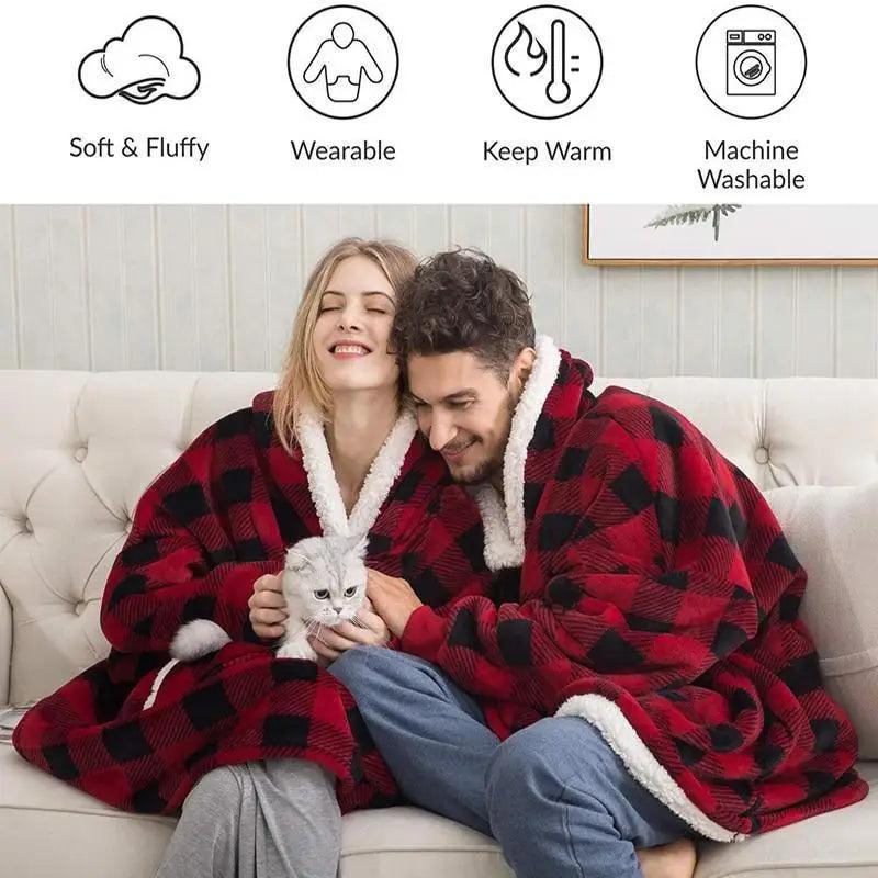 Winter Oversized Wearable Blanket Women Hoodies Sweatshirt TV Blanket With Sleeves Pullover Warm Soft Unisex Hoody Comfortable Sweatshirts For Autumn Stevvex