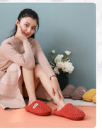 Winter Short Plush Cotton Home Slippers Women Indoor Floor Footwear Fashion Men Household Warm Slides Flat Couple House Slippers With Memory Foam Snd Comfortable Warm Shoes Stevvex