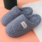 Winter Short Plush Cotton Home Slippers Women Indoor Floor Footwear Fashion Men Household Warm Slides Flat Couple House Slippers With Memory Foam Snd Comfortable Warm Shoes Stevvex