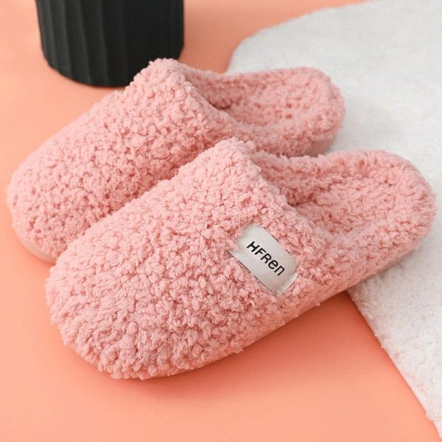 Winter Short Plush Cotton Home Slippers Women Indoor Floor Footwear Fashion Men Household Warm Slides Flat Couple House Slippers With Memory Foam Snd Comfortable Warm Shoes Stevvex