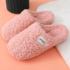 Winter Short Plush Cotton Home Slippers Women Indoor Floor Footwear Fashion Men Household Warm Slides Flat Couple House Slippers With Memory Foam Snd Comfortable Warm Shoes Stevvex