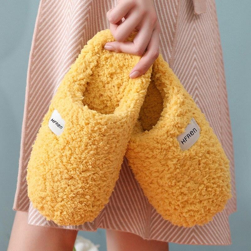 Winter Short Plush Cotton Home Slippers Women Indoor Floor Footwear Fashion Men Household Warm Slides Flat Couple House Slippers With Memory Foam Snd Comfortable Warm Shoes Stevvex