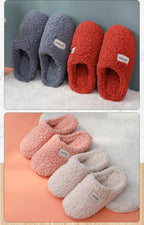 Winter Short Plush Cotton Home Slippers Women Indoor Floor Footwear Fashion Men Household Warm Slides Flat Couple House Slippers With Memory Foam Snd Comfortable Warm Shoes Stevvex