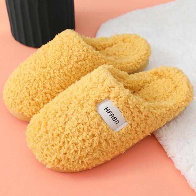 Winter Short Plush Cotton Home Slippers Women Indoor Floor Footwear Fashion Men Household Warm Slides Flat Couple House Slippers With Memory Foam Snd Comfortable Warm Shoes Stevvex