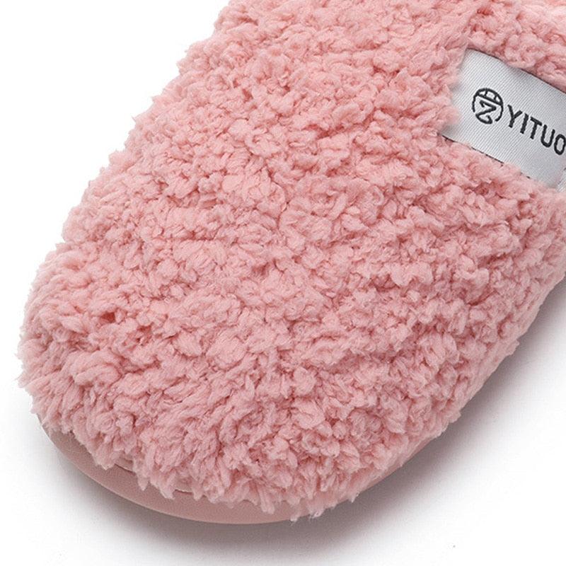 Winter Short Plush Cotton Home Slippers Women Indoor Floor Footwear Fashion Men Household Warm Slides Flat Couple House Slippers With Memory Foam Snd Comfortable Warm Shoes Stevvex