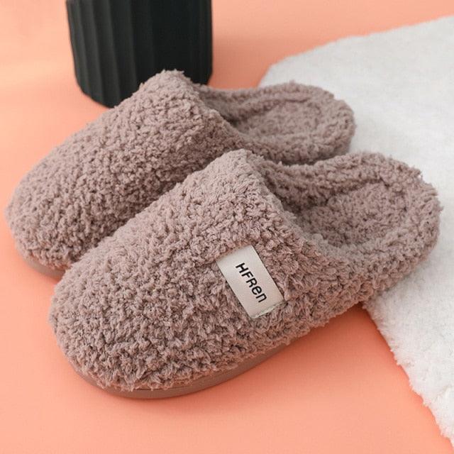 Winter Short Plush Cotton Home Slippers Women Indoor Floor Footwear Fashion Men Household Warm Slides Flat Couple House Slippers With Memory Foam Snd Comfortable Warm Shoes Stevvex