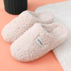 Winter Short Plush Cotton Home Slippers Women Indoor Floor Footwear Fashion Men Household Warm Slides Flat Couple House Slippers With Memory Foam Snd Comfortable Warm Shoes Stevvex