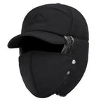 Winter Thermal Black Hat Fashion Ear Protection Face Windproof Adjustable Ski Cap Thicken Outdoor Hat Stevvex