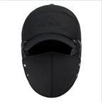 Winter Thermal Black Hat Fashion Ear Protection Face Windproof Adjustable Ski Cap Thicken Outdoor Hat Stevvex