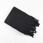 Winter Thick Soft Solid Color Warm Scarf Cashmere Hijabs Lightweight Warm Scarves Wraps Elegant Big Tassels Shawl Long Stole Mufflers For Women