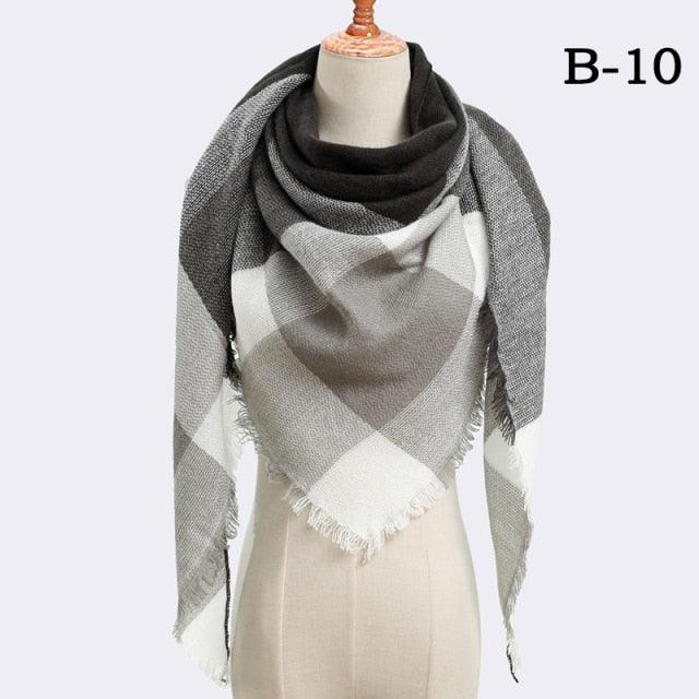 Winter Warm Soft Bandana Plaid Warm Headwear Triangle Scarves Scarf Cashmere Scarf Knit Wraps Shawls Hijabs Shawls Escharpe Elegant Cashmere Scarf Head Wrap Bandana Blanket Shawls Wraps For Female Stevvex