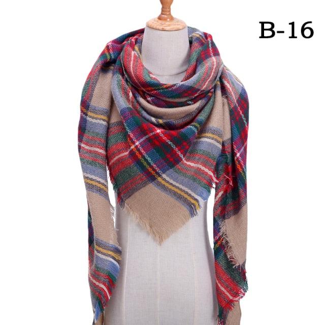 Winter Warm Soft Bandana Plaid Warm Headwear Triangle Scarves Scarf Cashmere Scarf Knit Wraps Shawls Hijabs Shawls Escharpe Elegant Cashmere Scarf Head Wrap Bandana Blanket Shawls Wraps For Female Stevvex