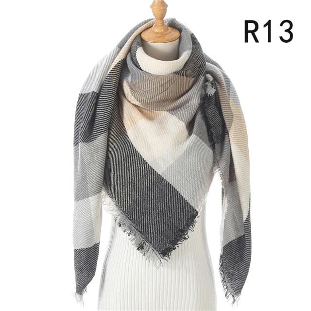 Winter Warm Soft Bandana Plaid Warm Headwear Triangle Scarves Scarf Cashmere Scarf Knit Wraps Shawls Hijabs Shawls Escharpe Elegant Cashmere Scarf Head Wrap Bandana Blanket Shawls Wraps For Female Stevvex