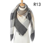 Winter Warm Soft Bandana Plaid Warm Headwear Triangle Scarves Scarf Cashmere Scarf Knit Wraps Shawls Hijabs Shawls Escharpe Elegant Cashmere Scarf Head Wrap Bandana Blanket Shawls Wraps For Female Stevvex