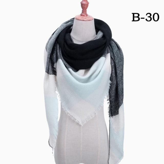 Winter Warm Soft Bandana Plaid Warm Headwear Triangle Scarves Scarf Cashmere Scarf Knit Wraps Shawls Hijabs Shawls Escharpe Elegant Cashmere Scarf Head Wrap Bandana Blanket Shawls Wraps For Female Stevvex