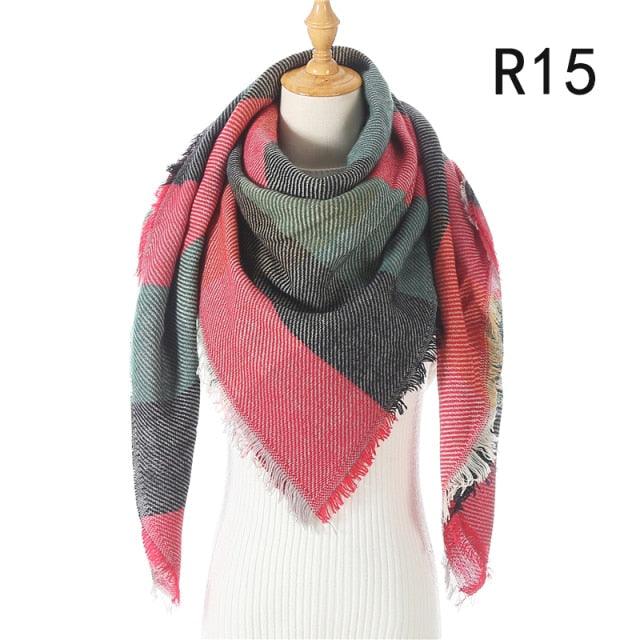 Winter Warm Soft Bandana Plaid Warm Headwear Triangle Scarves Scarf Cashmere Scarf Knit Wraps Shawls Hijabs Shawls Escharpe Elegant Cashmere Scarf Head Wrap Bandana Blanket Shawls Wraps For Female Stevvex