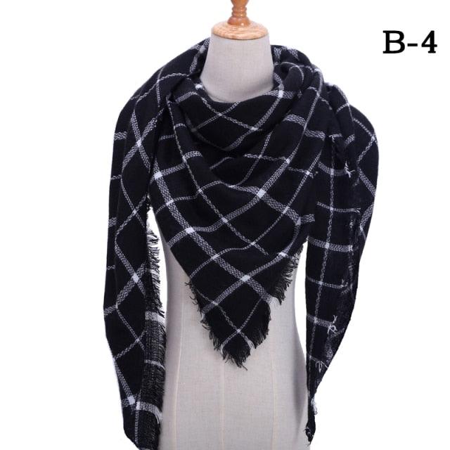 Winter Warm Soft Bandana Plaid Warm Headwear Triangle Scarves Scarf Cashmere Scarf Knit Wraps Shawls Hijabs Shawls Escharpe Elegant Cashmere Scarf Head Wrap Bandana Blanket Shawls Wraps For Female Stevvex