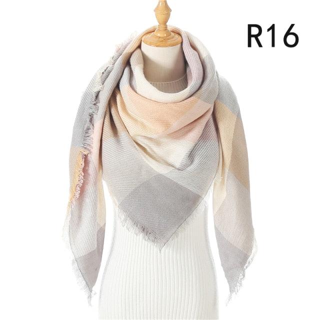 Winter Warm Soft Bandana Plaid Warm Headwear Triangle Scarves Scarf Cashmere Scarf Knit Wraps Shawls Hijabs Shawls Escharpe Elegant Cashmere Scarf Head Wrap Bandana Blanket Shawls Wraps For Female Stevvex
