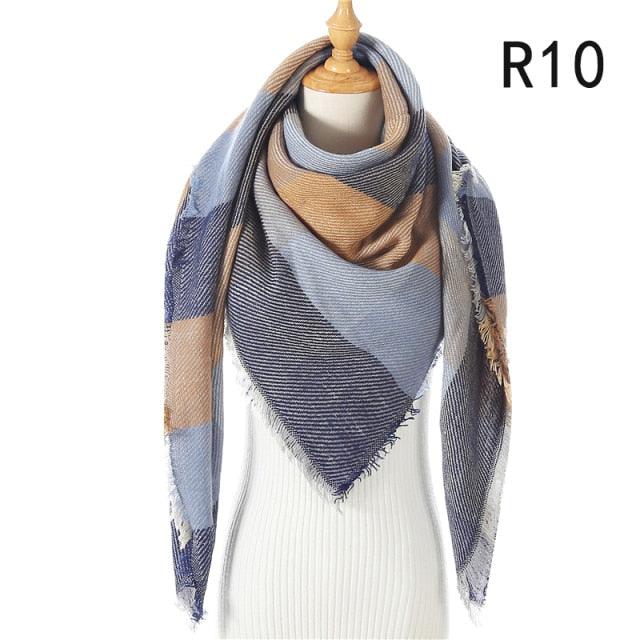 Winter Warm Soft Bandana Plaid Warm Headwear Triangle Scarves Scarf Cashmere Scarf Knit Wraps Shawls Hijabs Shawls Escharpe Elegant Cashmere Scarf Head Wrap Bandana Blanket Shawls Wraps For Female Stevvex
