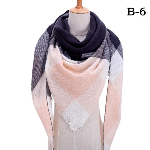 Winter Warm Soft Bandana Plaid Warm Headwear Triangle Scarves Scarf Cashmere Scarf Knit Wraps Shawls Hijabs Shawls Escharpe Elegant Cashmere Scarf Head Wrap Bandana Blanket Shawls Wraps For Female Stevvex