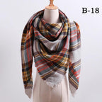 Winter Warm Soft Bandana Plaid Warm Headwear Triangle Scarves Scarf Cashmere Scarf Knit Wraps Shawls Hijabs Shawls Escharpe Elegant Cashmere Scarf Head Wrap Bandana Blanket Shawls Wraps For Female Stevvex