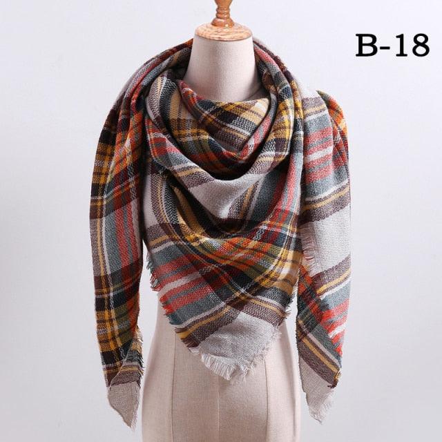 Winter Warm Soft Bandana Plaid Warm Headwear Triangle Scarves Scarf Cashmere Scarf Knit Wraps Shawls Hijabs Shawls Escharpe Elegant Cashmere Scarf Head Wrap Bandana Blanket Shawls Wraps For Female Stevvex