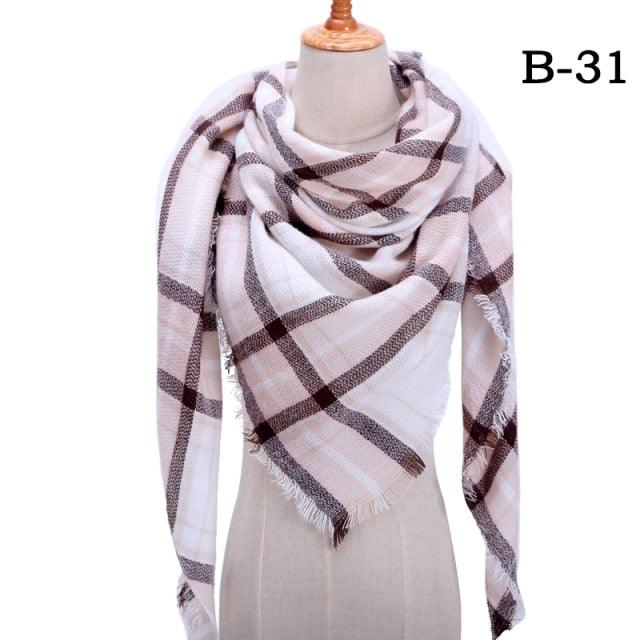 Winter Warm Soft Bandana Plaid Warm Headwear Triangle Scarves Scarf Cashmere Scarf Knit Wraps Shawls Hijabs Shawls Escharpe Elegant Cashmere Scarf Head Wrap Bandana Blanket Shawls Wraps For Female Stevvex