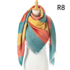 Winter Warm Soft Bandana Plaid Warm Headwear Triangle Scarves Scarf Cashmere Scarf Knit Wraps Shawls Hijabs Shawls Escharpe Elegant Cashmere Scarf Head Wrap Bandana Blanket Shawls Wraps For Female Stevvex