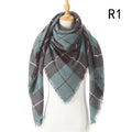 Winter Warm Soft Bandana Plaid Warm Headwear Triangle Scarves Scarf Cashmere Scarf Knit Wraps Shawls Hijabs Shawls Escharpe Elegant Cashmere Scarf Head Wrap Bandana Blanket Shawls Wraps For Female Stevvex