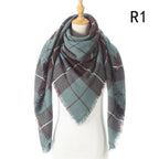 Winter Warm Soft Bandana Plaid Warm Headwear Triangle Scarves Scarf Cashmere Scarf Knit Wraps Shawls Hijabs Shawls Escharpe Elegant Cashmere Scarf Head Wrap Bandana Blanket Shawls Wraps For Female Stevvex