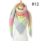 Winter Warm Soft Bandana Plaid Warm Headwear Triangle Scarves Scarf Cashmere Scarf Knit Wraps Shawls Hijabs Shawls Escharpe Elegant Cashmere Scarf Head Wrap Bandana Blanket Shawls Wraps For Female Stevvex