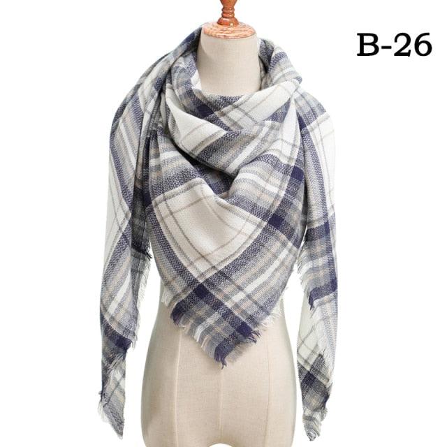 Winter Warm Soft Bandana Plaid Warm Headwear Triangle Scarves Scarf Cashmere Scarf Knit Wraps Shawls Hijabs Shawls Escharpe Elegant Cashmere Scarf Head Wrap Bandana Blanket Shawls Wraps For Female Stevvex