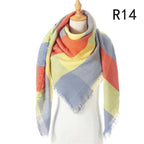 Winter Warm Soft Bandana Plaid Warm Headwear Triangle Scarves Scarf Cashmere Scarf Knit Wraps Shawls Hijabs Shawls Escharpe Elegant Cashmere Scarf Head Wrap Bandana Blanket Shawls Wraps For Female Stevvex