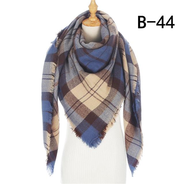 Winter Warm Soft Bandana Plaid Warm Headwear Triangle Scarves Scarf Cashmere Scarf Knit Wraps Shawls Hijabs Shawls Escharpe Elegant Cashmere Scarf Head Wrap Bandana Blanket Shawls Wraps For Female Stevvex