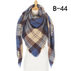 Winter Warm Soft Bandana Plaid Warm Headwear Triangle Scarves Scarf Cashmere Scarf Knit Wraps Shawls Hijabs Shawls Escharpe Elegant Cashmere Scarf Head Wrap Bandana Blanket Shawls Wraps For Female Stevvex
