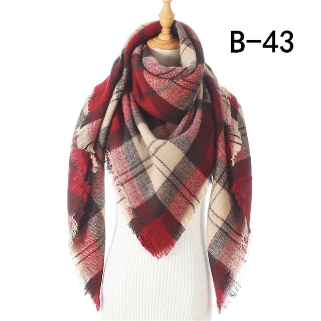 Winter Warm Soft Bandana Plaid Warm Headwear Triangle Scarves Scarf Cashmere Scarf Knit Wraps Shawls Hijabs Shawls Escharpe Elegant Cashmere Scarf Head Wrap Bandana Blanket Shawls Wraps For Female Stevvex