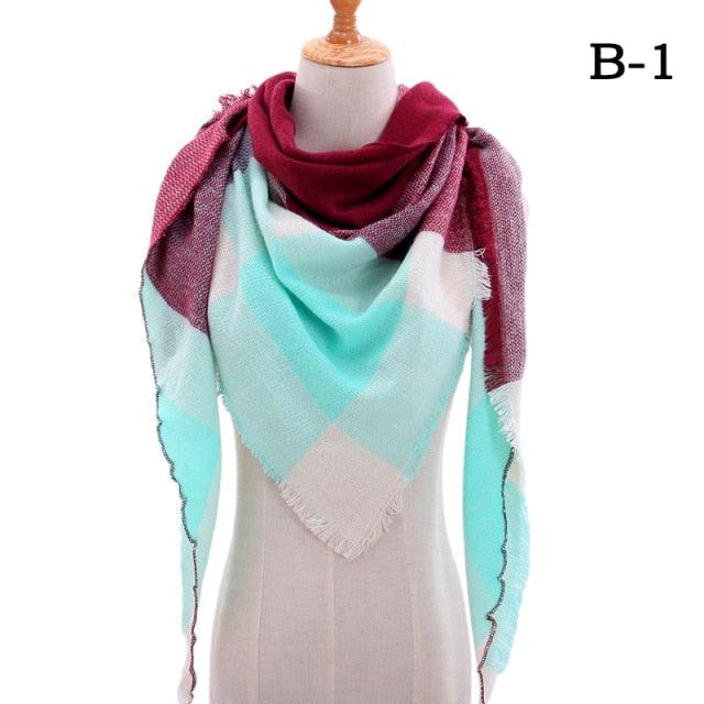 Winter Warm Soft Bandana Plaid Warm Headwear Triangle Scarves Scarf Cashmere Scarf Knit Wraps Shawls Hijabs Shawls Escharpe Elegant Cashmere Scarf Head Wrap Bandana Blanket Shawls Wraps For Female Stevvex