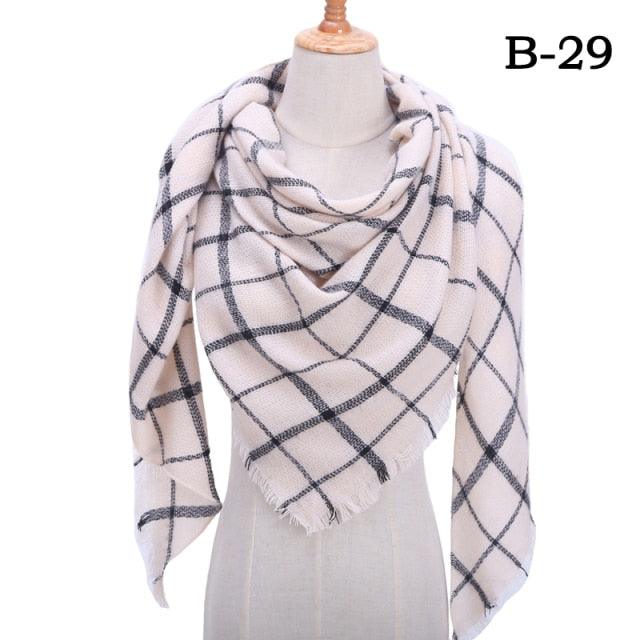 Winter Warm Soft Bandana Plaid Warm Headwear Triangle Scarves Scarf Cashmere Scarf Knit Wraps Shawls Hijabs Shawls Escharpe Elegant Cashmere Scarf Head Wrap Bandana Blanket Shawls Wraps For Female Stevvex