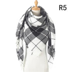 Winter Warm Soft Bandana Plaid Warm Headwear Triangle Scarves Scarf Cashmere Scarf Knit Wraps Shawls Hijabs Shawls Escharpe Elegant Cashmere Scarf Head Wrap Bandana Blanket Shawls Wraps For Female Stevvex