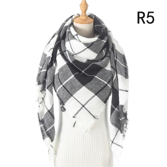 Winter Warm Soft Bandana Plaid Warm Headwear Triangle Scarves Scarf Cashmere Scarf Knit Wraps Shawls Hijabs Shawls Escharpe Elegant Cashmere Scarf Head Wrap Bandana Blanket Shawls Wraps For Female Stevvex