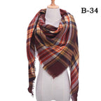 Winter Warm Soft Bandana Plaid Warm Headwear Triangle Scarves Scarf Cashmere Scarf Knit Wraps Shawls Hijabs Shawls Escharpe Elegant Cashmere Scarf Head Wrap Bandana Blanket Shawls Wraps For Female Stevvex