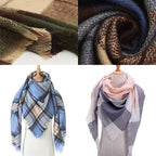 Winter Warm Soft Bandana Plaid Warm Headwear Triangle Scarves Scarf Cashmere Scarf Knit Wraps Shawls Hijabs Shawls Escharpe Elegant Cashmere Scarf Head Wrap Bandana Blanket Shawls Wraps For Female Stevvex