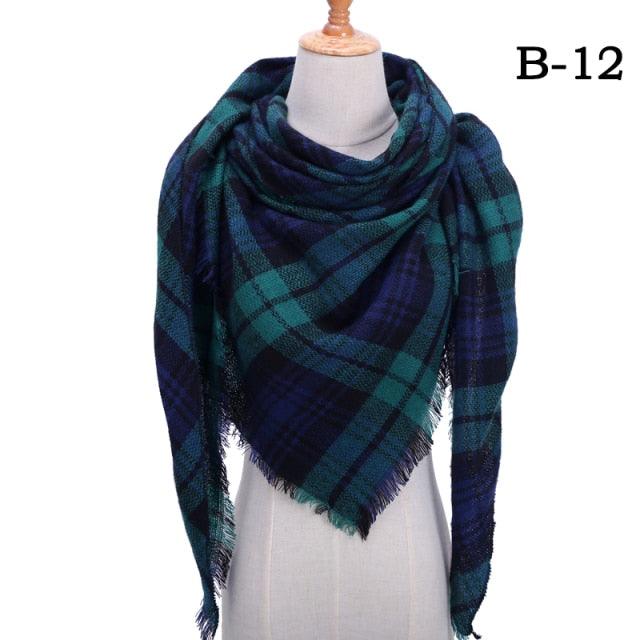Winter Warm Soft Bandana Plaid Warm Headwear Triangle Scarves Scarf Cashmere Scarf Knit Wraps Shawls Hijabs Shawls Escharpe Elegant Cashmere Scarf Head Wrap Bandana Blanket Shawls Wraps For Female Stevvex