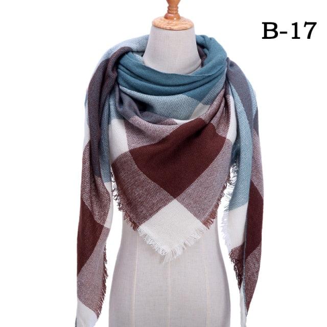 Winter Warm Soft Bandana Plaid Warm Headwear Triangle Scarves Scarf Cashmere Scarf Knit Wraps Shawls Hijabs Shawls Escharpe Elegant Cashmere Scarf Head Wrap Bandana Blanket Shawls Wraps For Female Stevvex