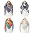Winter Warm Soft Bandana Plaid Warm Headwear Triangle Scarves Scarf Cashmere Scarf Knit Wraps Shawls Hijabs Shawls Escharpe Elegant Cashmere Scarf Head Wrap Bandana Blanket Shawls Wraps For Female Stevvex