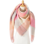 Winter Warm Soft Bandana Plaid Warm Headwear Triangle Scarves Scarf Cashmere Scarf Knit Wraps Shawls Hijabs Shawls Escharpe Elegant Cashmere Scarf Head Wrap Bandana Blanket Shawls Wraps For Female Stevvex