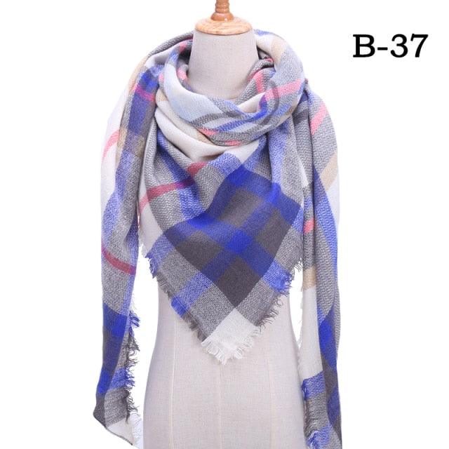 Winter Warm Soft Bandana Plaid Warm Headwear Triangle Scarves Scarf Cashmere Scarf Knit Wraps Shawls Hijabs Shawls Escharpe Elegant Cashmere Scarf Head Wrap Bandana Blanket Shawls Wraps For Female Stevvex