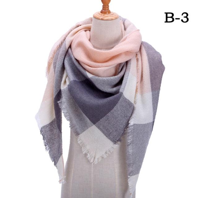Winter Warm Soft Bandana Plaid Warm Headwear Triangle Scarves Scarf Cashmere Scarf Knit Wraps Shawls Hijabs Shawls Escharpe Elegant Cashmere Scarf Head Wrap Bandana Blanket Shawls Wraps For Female Stevvex